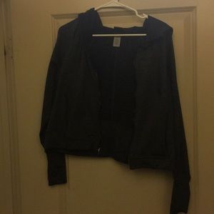 Black polyester/spandex workout jacket